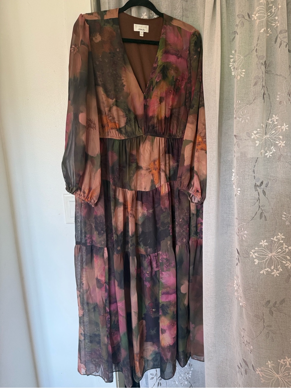 Signature by Robbie Bee Floral Tiered Dress 16W